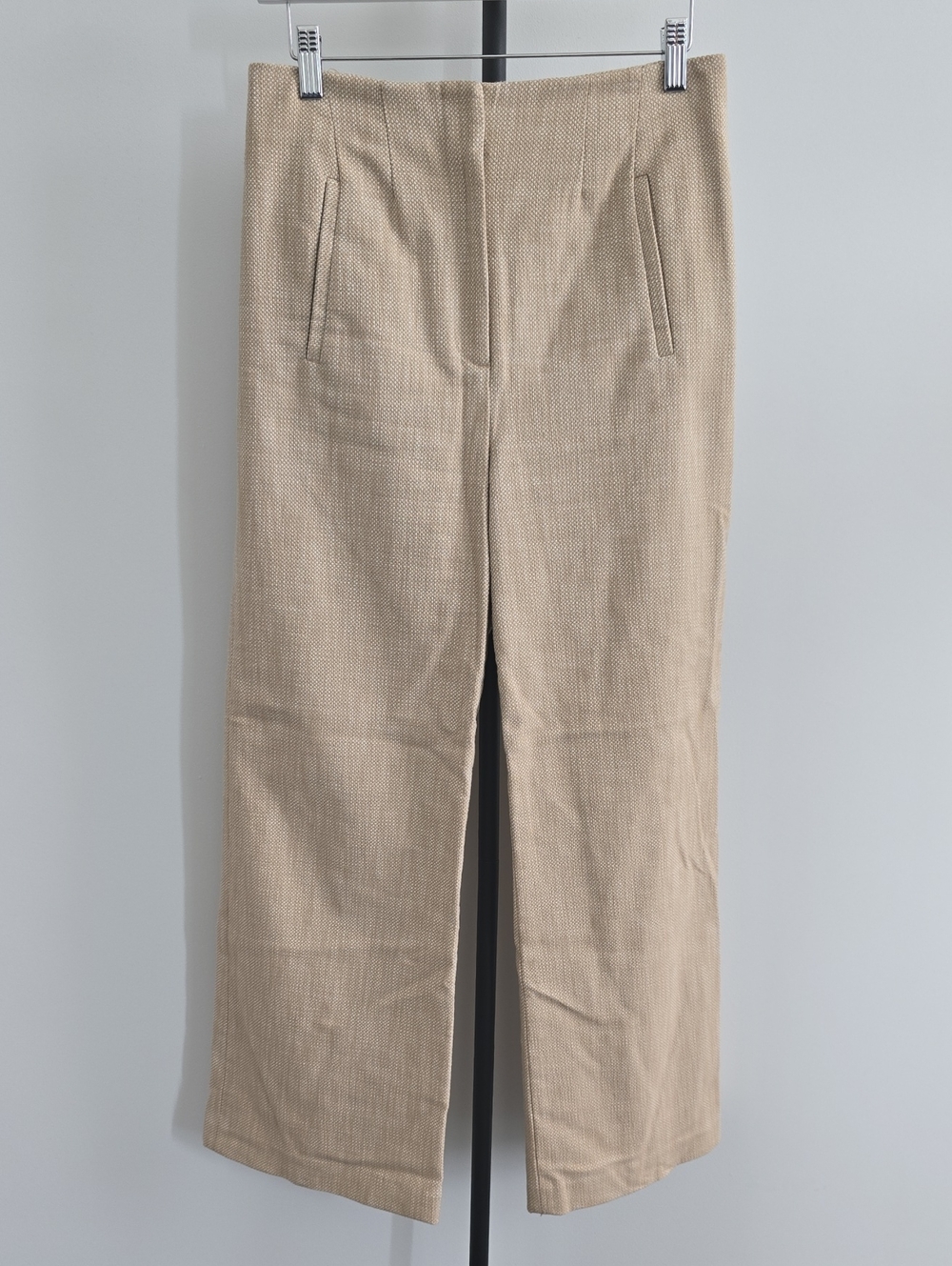 Veronica Beard Beige Wide Leg Pants with Front Slit